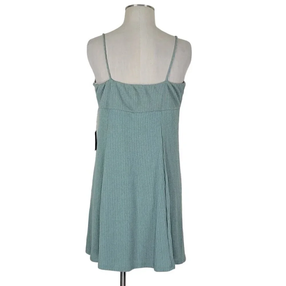 Lulus Mini Skater Dress Size XL Drawstring Ribbed Terry Knit Casual Confidence